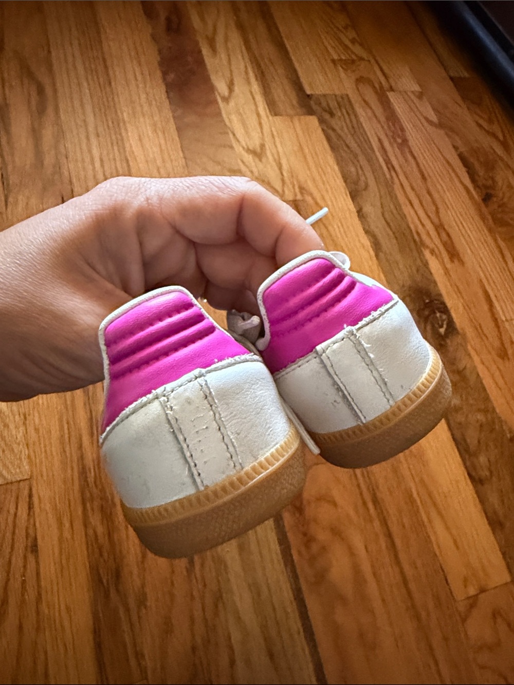 adidas Originals Kids Samba Sneakers White with Pink Stripes and Gum Sole - Picture 6 of 9